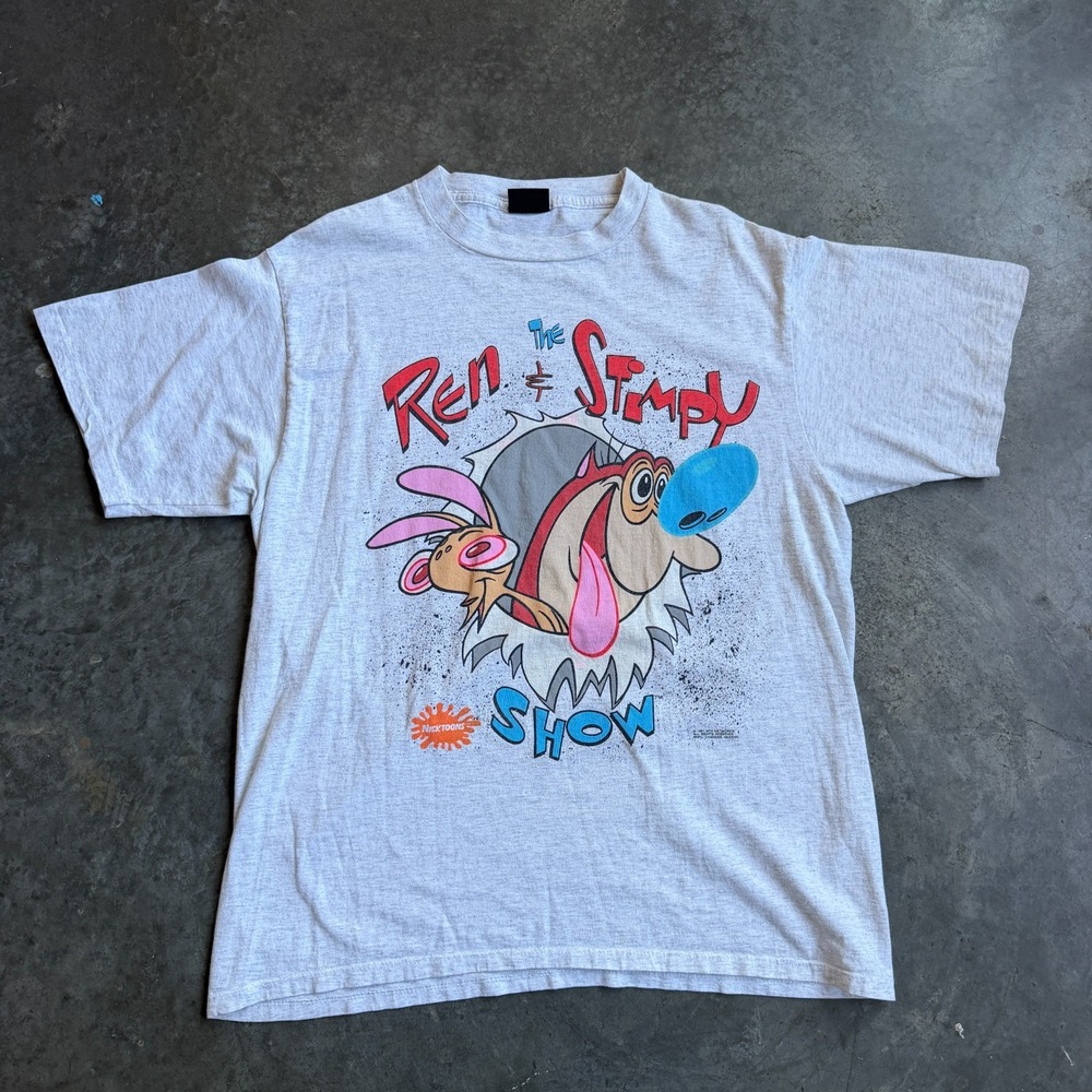 Vintage 1991 Ren & Stimpy Show T Shirt MTV Nicktoons Single Stitch Mens XL RARE